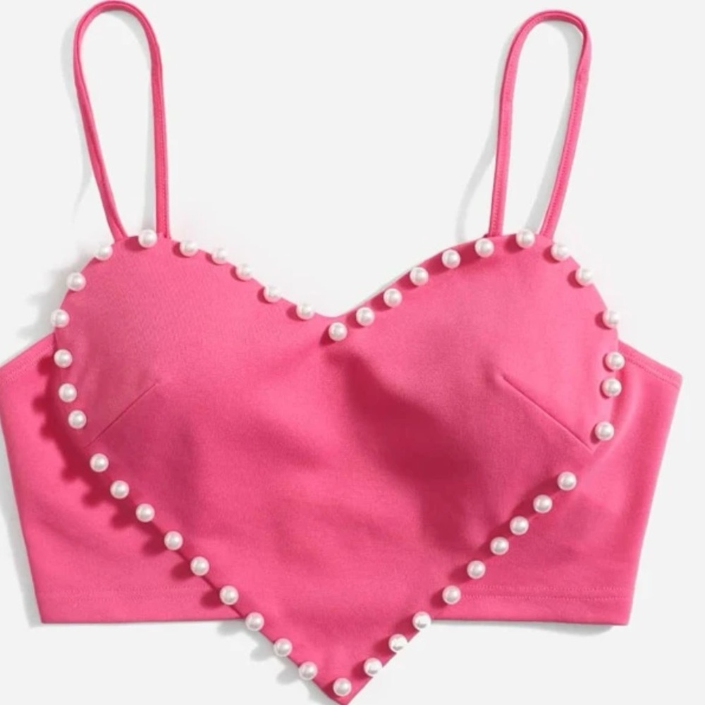 SHEIN Heart with Pearls Crop Top NWOT